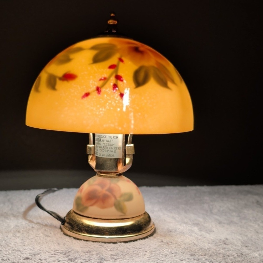 Reverse Painted Accent Table Lamp Floral Garden Touch Sensitive 4 Level 12" X 8" - Picture 9 of 9